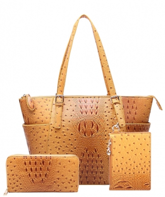 Ostrich Croc 3-in-1 Shopper OS1009W MUSTARD